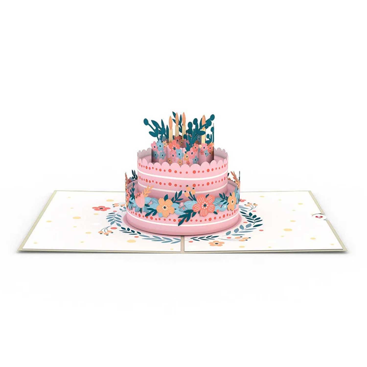 Geburtstagskuchen mit Blumenmuster 3D Pop-Up Karte