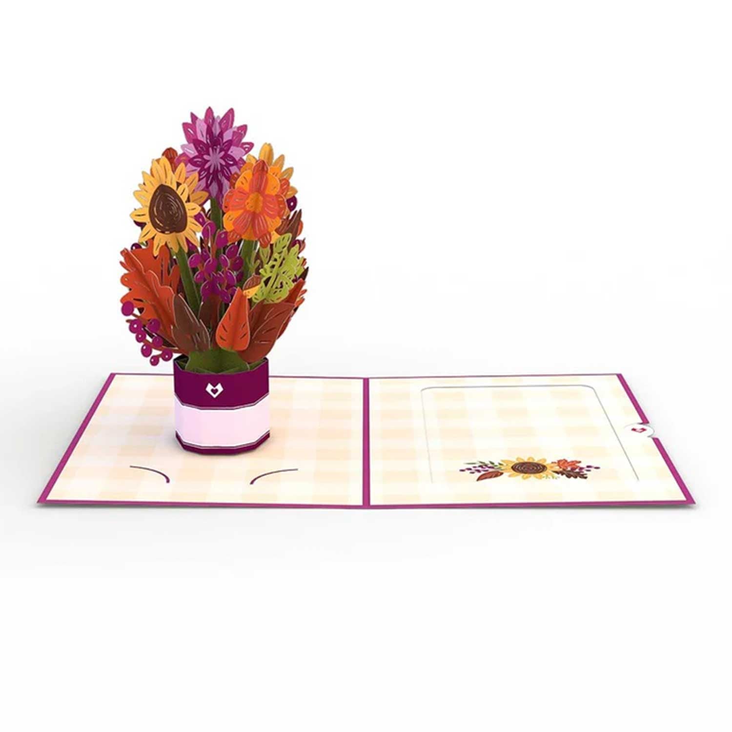 Sonnenblumenkarte mit Ministrauß 3D Pop-Up Skulpturkarte