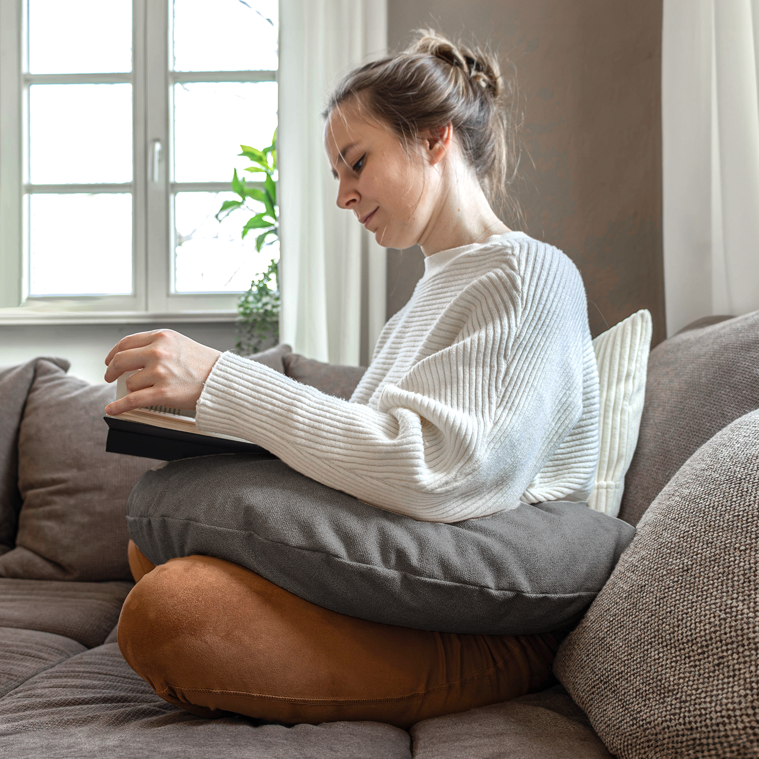 Bookiepad Lesekissen Classic mit Tasche - Anthrazit -Bookiepad, Lesekissen, Bücherkissen, Cozy reading 