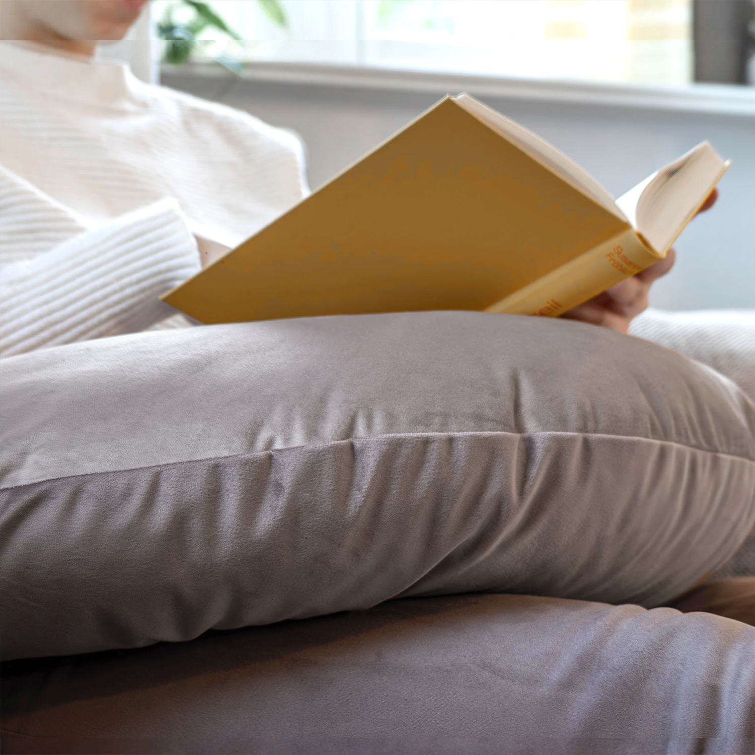 Bookiepad Lesekissen Twin in Samt-Optik - Grau - Bookiepad