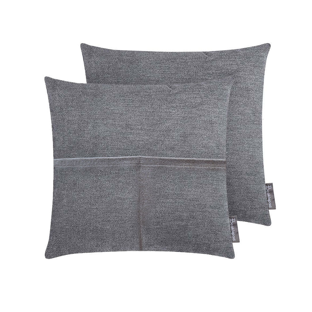 Kissen mit Tasche Cozy Home in Velour-Optik - Anthrazit - Bookiepad, Taschenkissen, Bücherkissen, Lesekissen