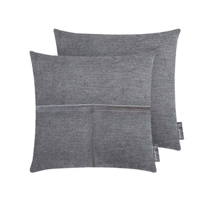 Kissen mit Tasche Cozy Home in Velour-Optik - Anthrazit - Bookiepad, Taschenkissen, Bücherkissen, Lesekissen