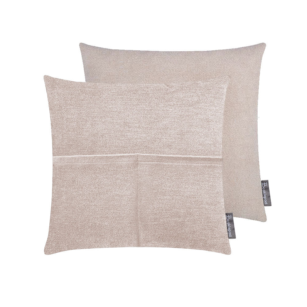 Kissen mit Tasche Cozy Home in Velour-Optik - Beige - Bookiepad, Taschenkissen, Bücherkissen, Lesekissen