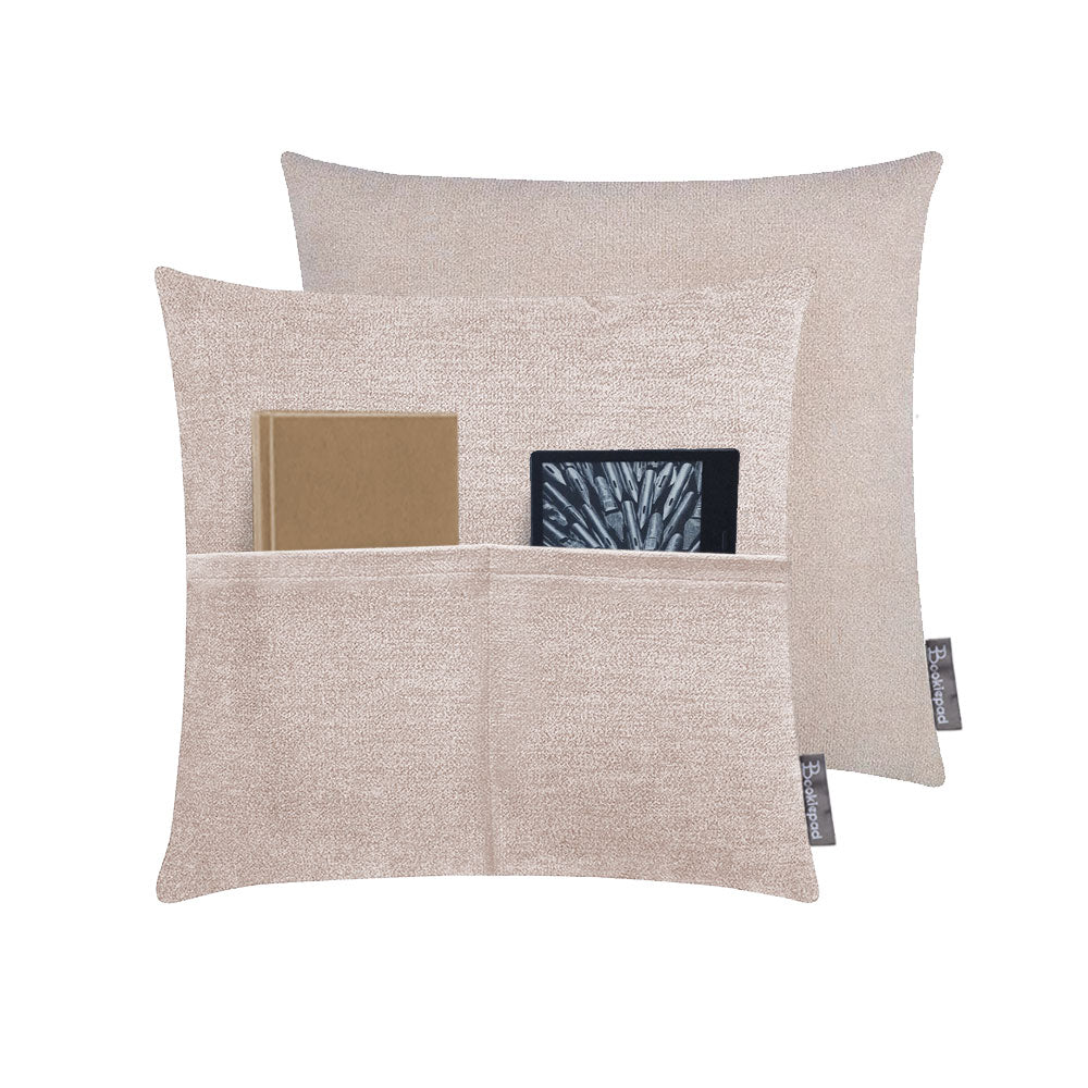 Kissen mit Tasche Cozy Home in Velour-Optik - Creme - Bookiepad