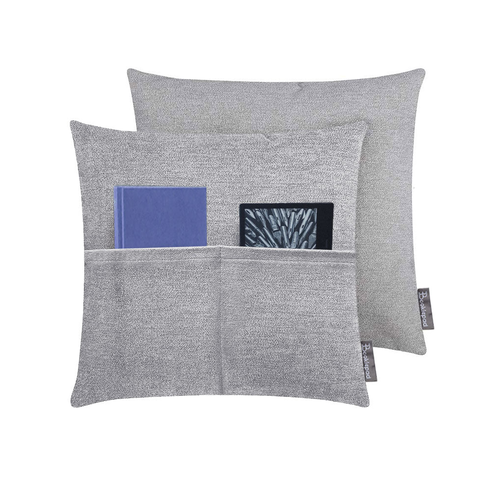 Kissen mit Tasche Cozy Home in Velour-Optik - Grau - Bookiepad