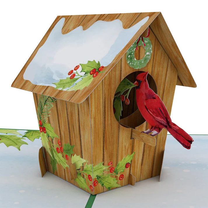 Feiertags-Vogelhaus 3D Pop-Up Karte