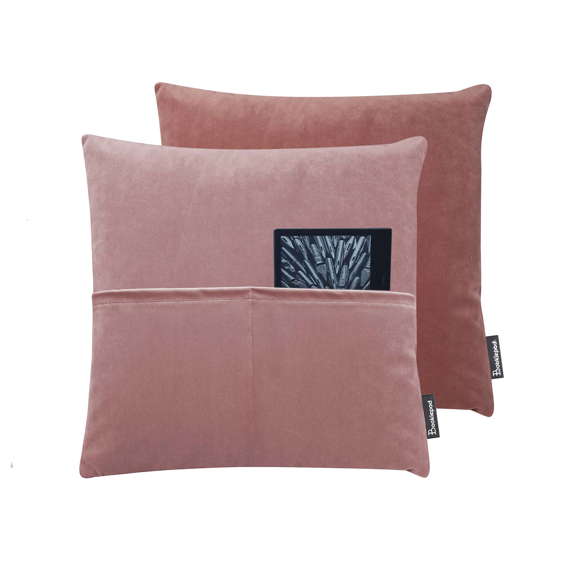 Kissen mit Tasche Cozy Samt - Rose - Bookiepad