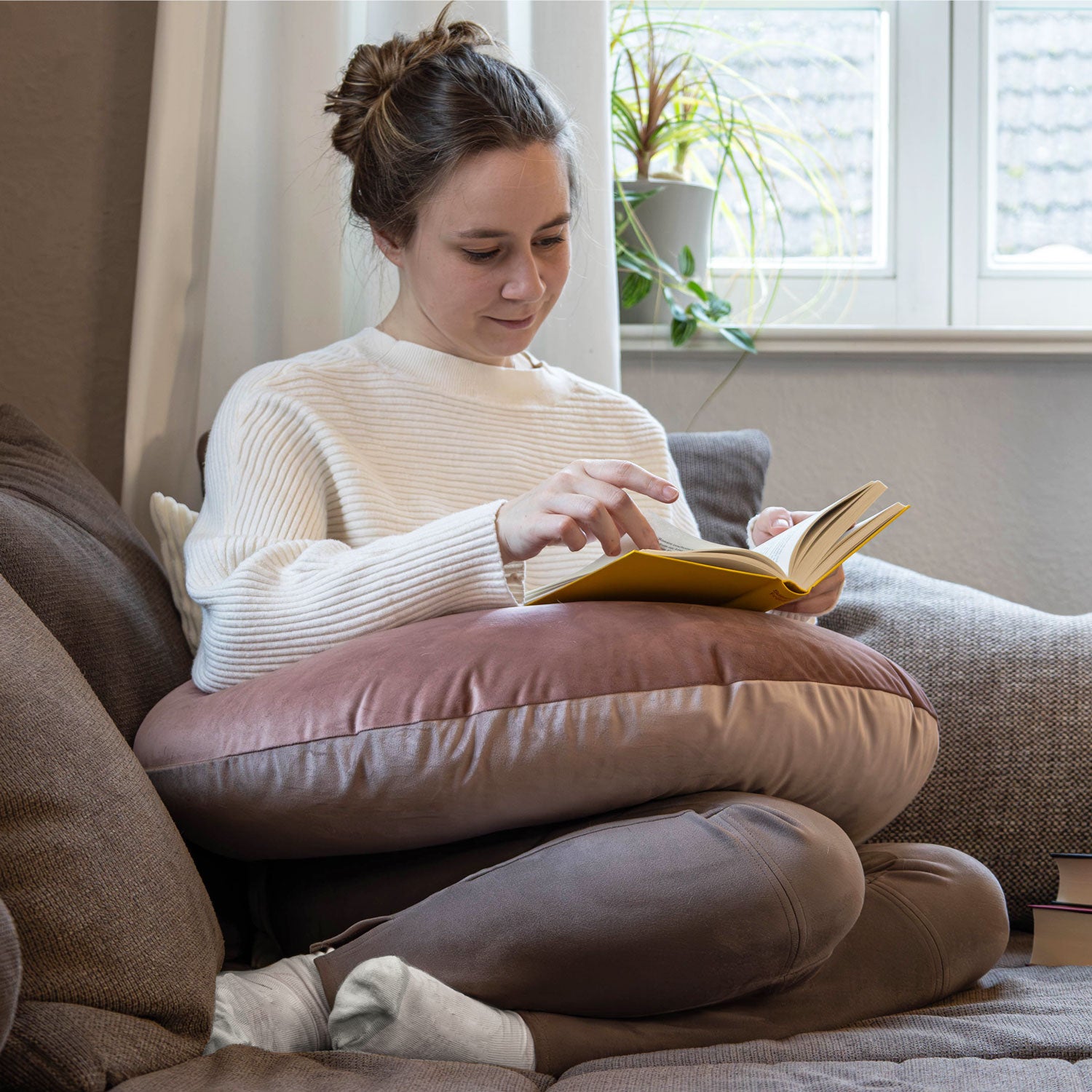 Bookiepad Lesekissen Twin in Samt-Optik - Rosé - Bookiepad