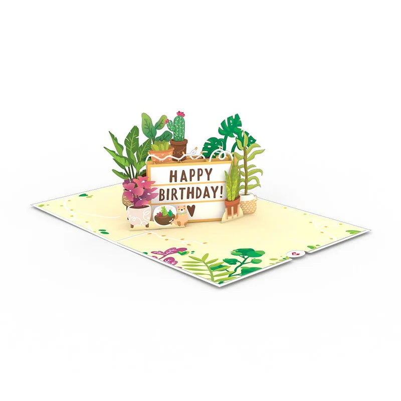 Happy Birthday mit Pflanzen 3D Pop-Up Karte