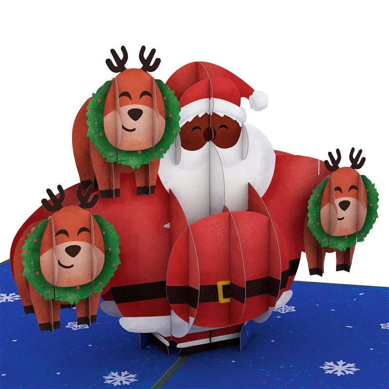 Jolly Santa Lustiger Weihnachtsmann grün 3D Pop-Up Karte