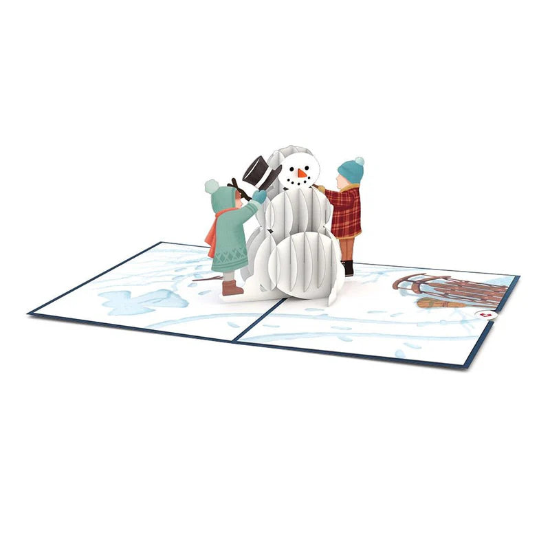 Schneemann mit Kinder 3D Pop-Up Karte