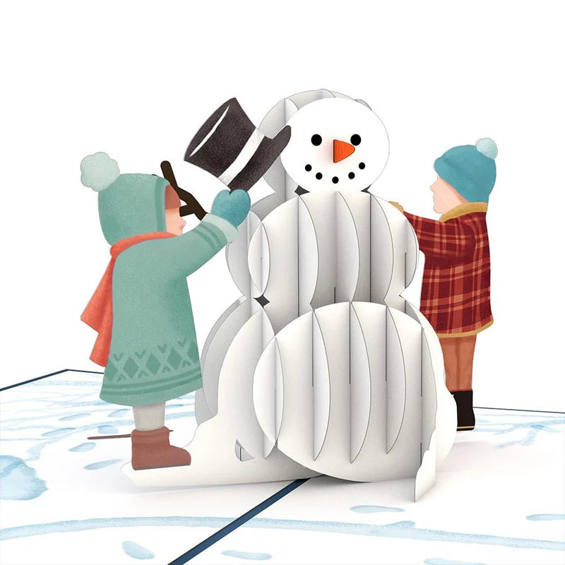 Schneemann mit Kinder 3D Pop-Up Karte