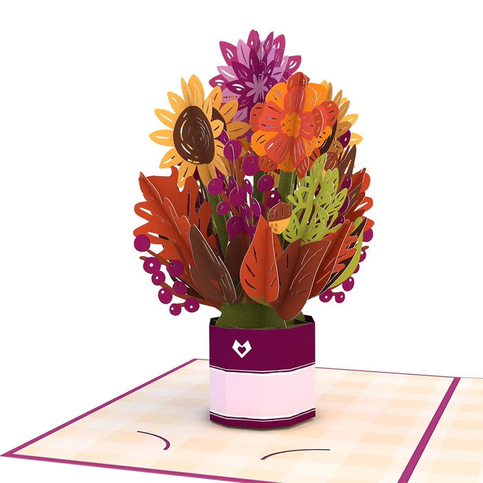 Sonnenblumenkarte mit Ministrauß 3D Pop-Up Skulpturkarte